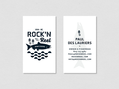 Rock'n Reel Business Cards branding britishcolumbia business cards design fishing fishing rod illustration logo salmon vancouver