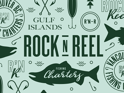 Rock'n Reel - Concept branding british columbia design fish fishing fishing rod green illustration logo pattern salmon typography vancouver