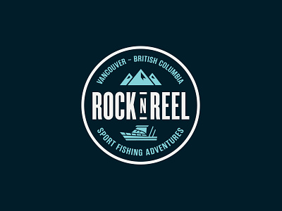 Rock'n Reel badge branding british columbia design fish fishing fishing rod icon illustration logo mountains salmon vancouver