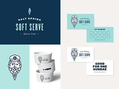 Salt Spring Soft Serve branding british columbia captain design icecream illustration logo nautical saltspring softserve sundae whale