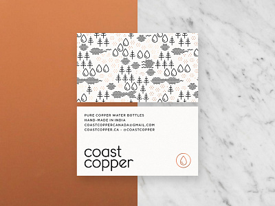 Coast Copper Business Cards branding coastal coastcopper copper design illustration logo pattern tree water waterbottle