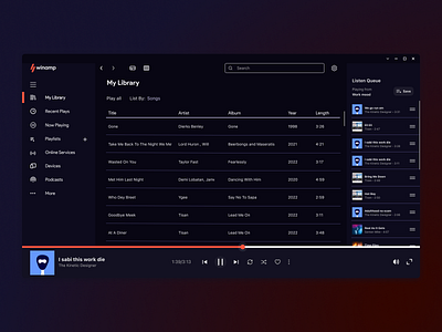 Winamp Music Player Redesign dailyui dark mode music application music player ui winamp