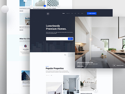 Real Estate- Home page exploration 2019 trends agency architect clean ui creative dailyui design digital agency freebie homepage illustration landing page landingpage minimal mockup real estate travel ui ux website