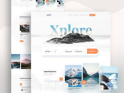 Xplore - Travel agency landing page 2019 trends agency clean ui dailyui homepage landing page minimal mockup travel agency ui ux vector