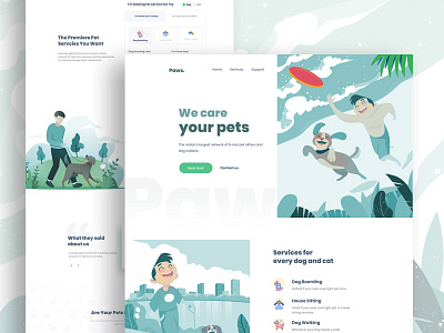 Pet Care Landing Page app clean ui creative design ios landing page minimal mockup responsive trend 2019 ui ux website