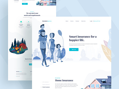 Insurance - landing page concept 2019 trend agency app design clean ui creative homepage insurance company insurance landing page ios landing page landing page minimal mockups product design trendy design ui ux visual design webdesign website