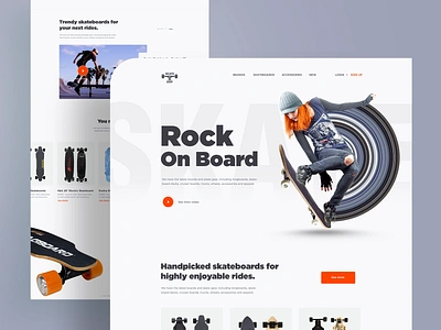 Skateboard webstore 2019 trend agency clean ui creative dailyui homepage ios landing page landing page marketing agency minimal mockups product design skateboard trendy design ui ux visual design web design website