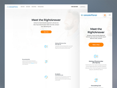 Desktop & Mobile Tour Page clean design icons illustrations landing mobile orange page responsive timeline tour white