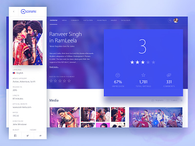 Cinimi: A movie page detail blue colorful design detail movie page rating redesign ui ux webdesign