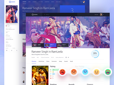 Cinimi: A movie pages details blue bollywood clean design detail illustrations map movie page redesign