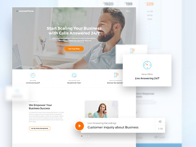 Answerforce - Landing Page clean comparison demo homepage landing page services test testimonials ui ux
