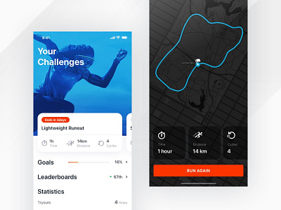 Fitness app - Challenges app clean design fitness icons ios iphone x platform progress tracing ui