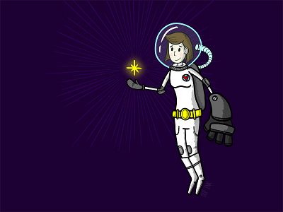 Space Girl astronaut girl helmet robot space stars