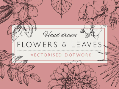 Dotwork Flowers And Leaves art blackwork creative market dotwork flower hand drawn illustration ink leaf tattoo vector