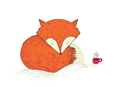Snuggle Fox animal cafe character coffee design fox hand drawn icon illustration photoshop sleep