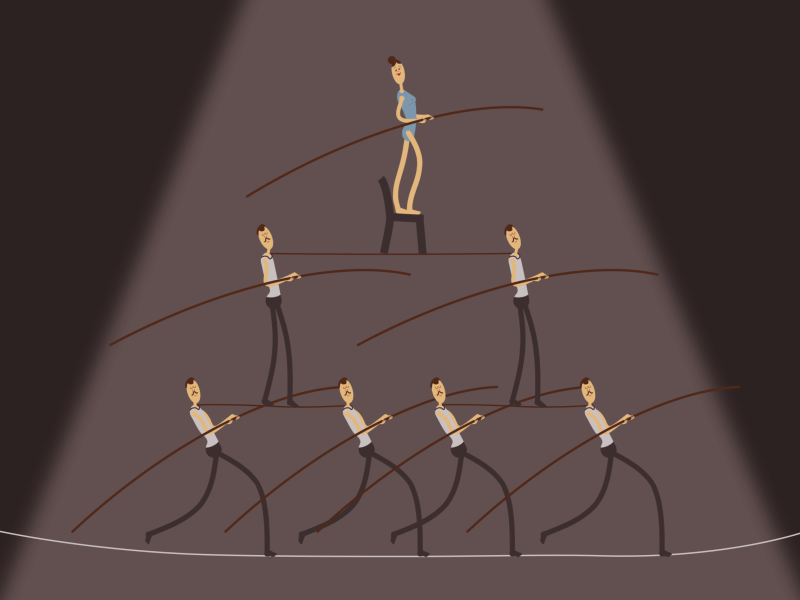 The Seven-Person Pyramid after effects circus high wire illustrator puppet seven person pyramid the flying wallendas tight rope walk cycle