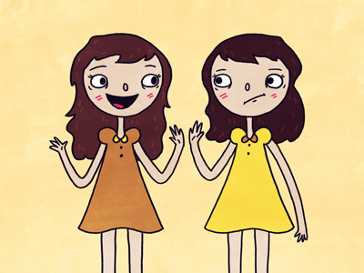 Twins Are Weird characters girls hand drawn icon illustration logo sisters twins