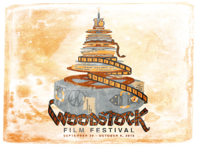 Woodstock Film Festival Poster cake film film festival illustration photoshop poster print reel sweet 16 texture woodstock