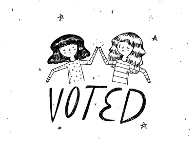 Voted election 2016 election day friends girls high five illustration lettering photoshop vote women