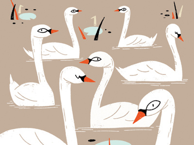 Seven Swans A-Swimming book illustration christmas hand drawn holiday illustration photoshop swans