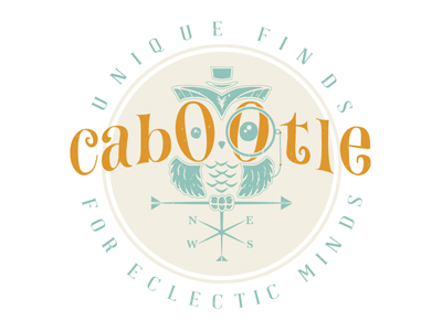 Cabootle Logo antiques badge banner branding cabootle design emblem icon identity logo logotype monocle old owl quirky retro symbol top hat typography vintage weather vane