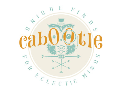 Cabootle Logo antiques badge banner branding cabootle design emblem icon identity logo logotype monocle old owl quirky retro symbol top hat typography vintage weather vane