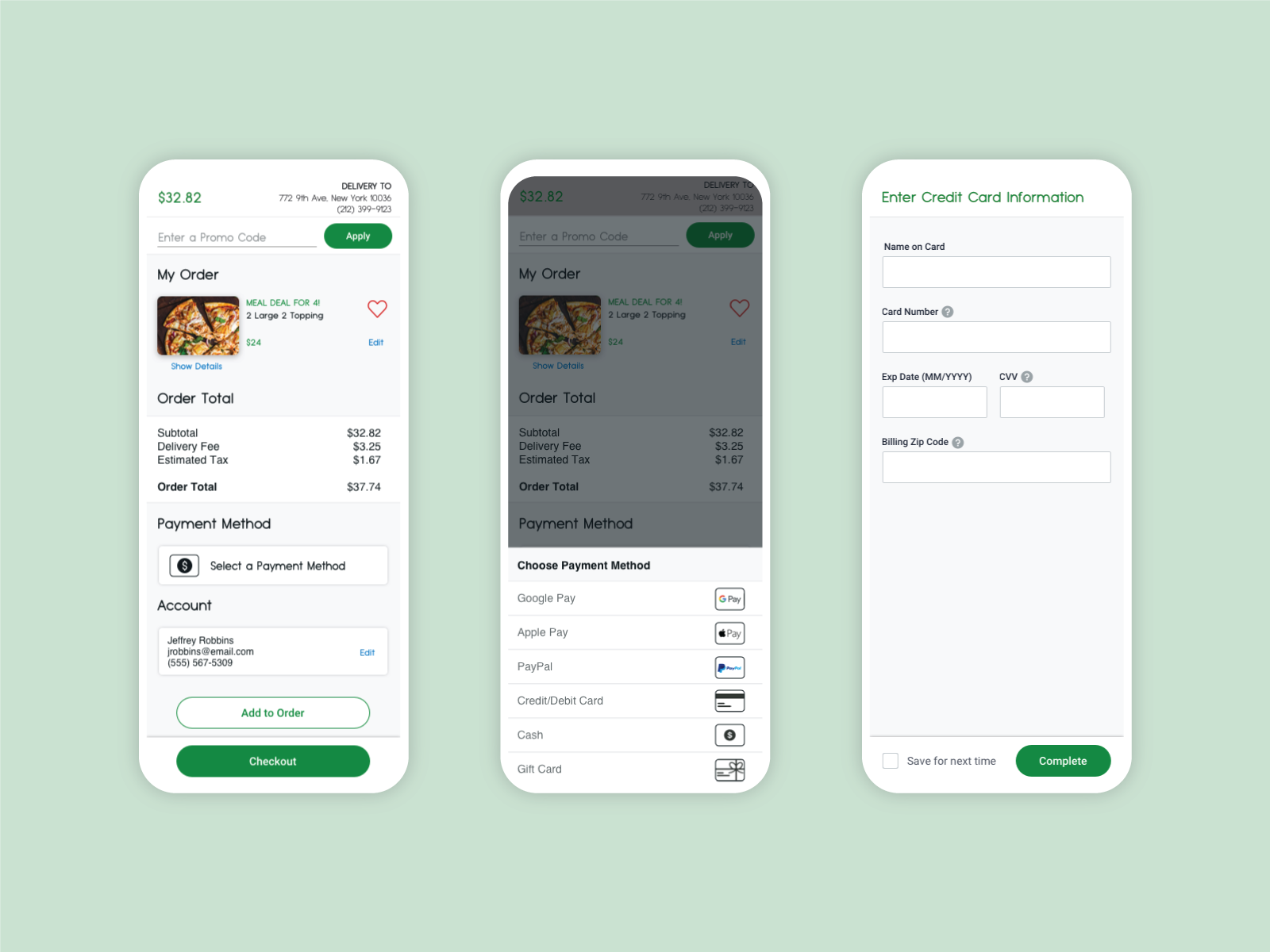 Pizza App Checkout by Mike Mankin on Dribbble