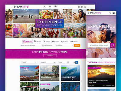 Travel Community Responsive Website desktop homepage mobile ota responsive responsive design social travel travel search