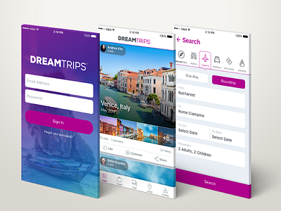 Travel Community App activity feed mobile mobile app ota search sign up social travel