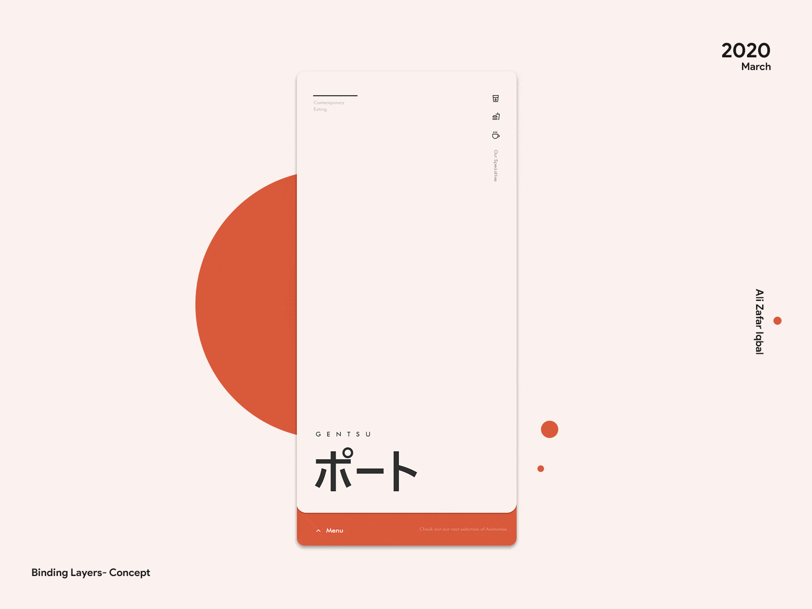 Binding Layers - Concept adobe xd animation japan japanese material design minimal motion design restaurant typography ui ux