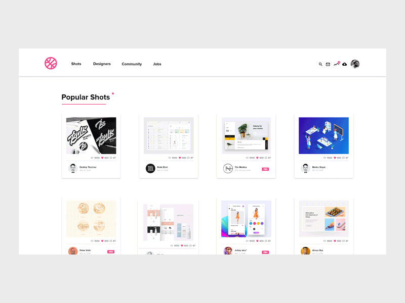 Dribbble Redesign (Shots Expansion)