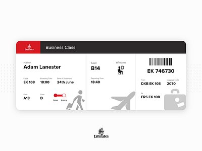 Emirates - Boarding Pass Reimagined adobe xd boarding pass emirates material design minimal ticket ui ux web design