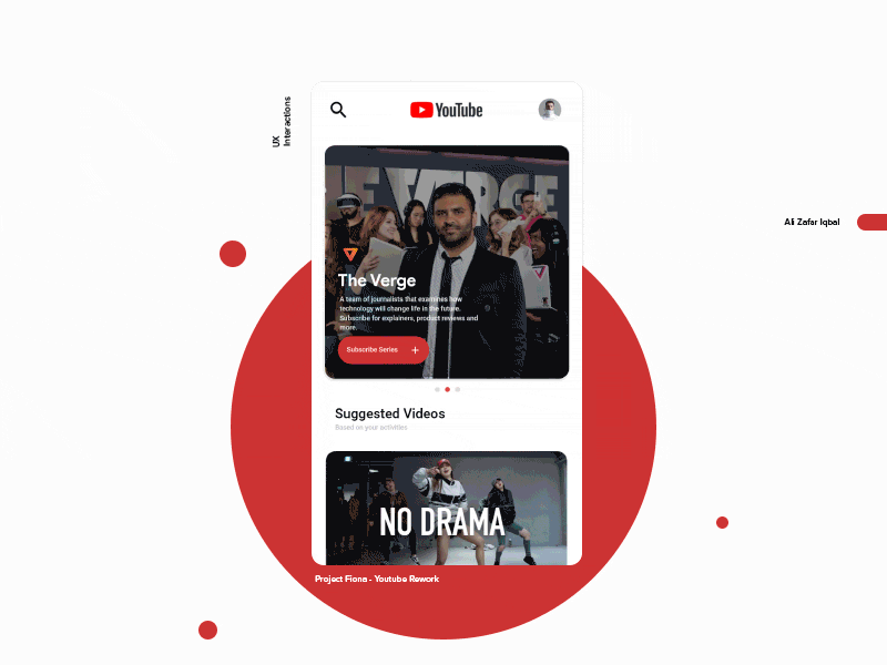 Project Fiona - A YouTube Rework adobe xd material design minimal motion design ui ux web design youtube