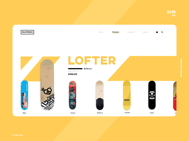 Skatebox - Menu Concept adobe xd e commerce material design minimal motion design skate skateboards ui ux web design