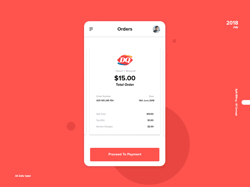 Split Billing - UI Concept adobe xd e commerce material design minimal motion design split billing ui ux web design