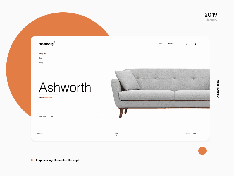 Emphasizing Elements - Concept animation branding design e commerce furniture material design minimal motion design typography ui ux