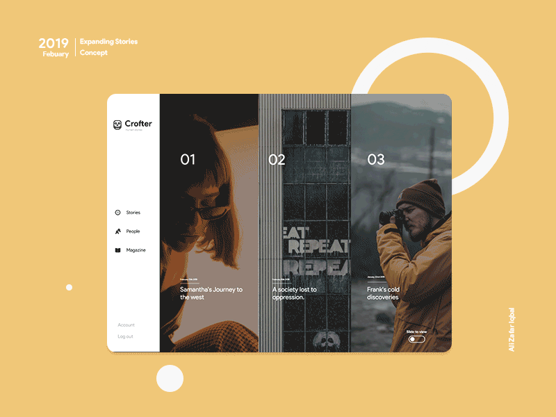 Expanding stories - Concept adobe xd animation blog material design minimal motion design tablet typography ui ux web design