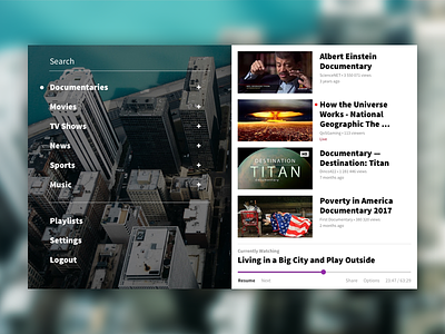 Daily Ui #025 - Tv App app documentary movies streaming tv