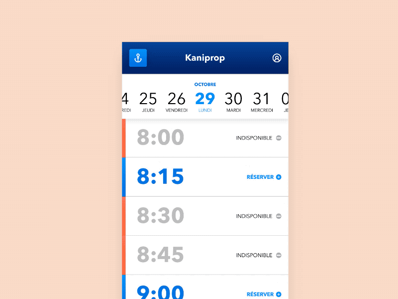 Shower app - Calendar view