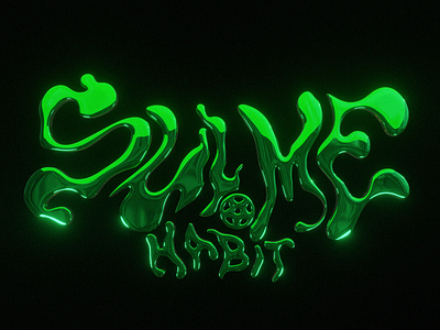 SLI.ME HABIT 3d acid branding chrome chrometype graphic design green logo molten typography