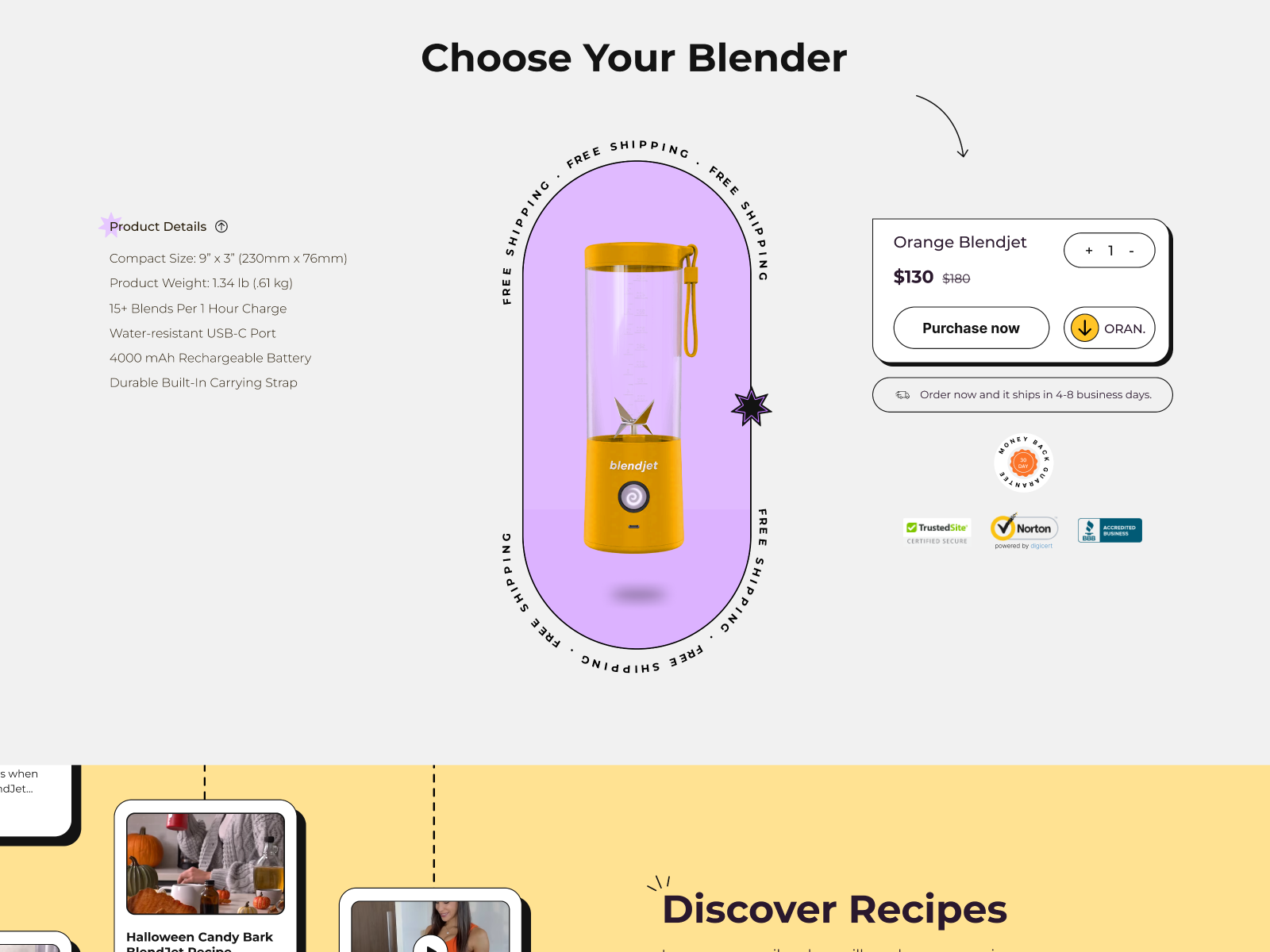 Redesign of BlendJet website Product section by Jennis on Dribbble
