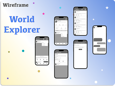 World Explorer - Wireframes app design dribble shorts explorer figma prototype travellers ui uiux ux wireframe world