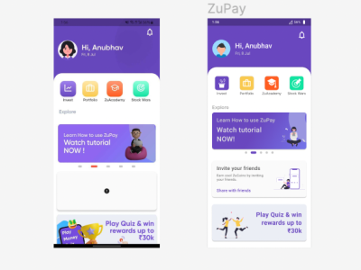 ZuPay app color design dribble shorts figma illustration ui ux