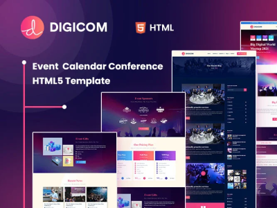 Digicom Event Calendar & Conference HTML5 Template agency artist business calendar cinema conference corporate education event event management events financial meeting music personal portfolio reservation sports tickets vector