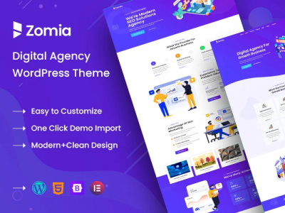 Zomia Digital Agency & Marketing Agency WordPress Theme agency apps business company consulting creative development digital finance it marketing minimal multipurpose portfolio sass seo software solution startup technology