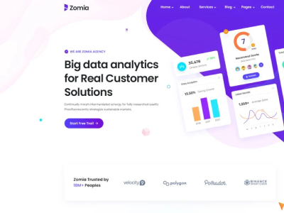 Zomia Data Analytics HTML5 Template analysis analytic business company consulting corporate creative cyber security data data analytics digital hosting mobile multipurpose portfolio responsive security software startup technology