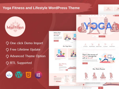 Multilen Yoga Gym Fitness and Lifestyle WordPress Theme app branding design graphic design illustration logo typography ui ux vector