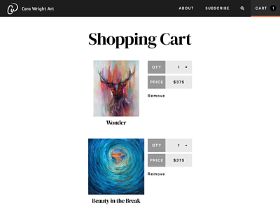 Shopping Cart for Art art fineart online shop shopping cart web web design