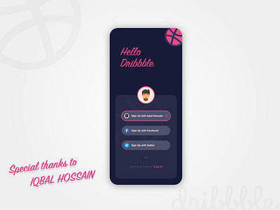 Hello Dribbble adobexd app design designer dribbble flat hello minimal mobile thanks ui ux