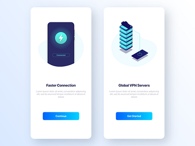 VPN Intro Page adobexd app clean colorful connection design icon intro mobile server ui vector vpn vps hosting